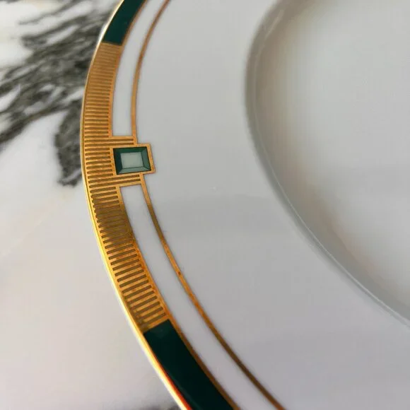 Brand New Vista Alegre Emerald 24k gold Dinner Plate Art Deco 12'' - Picture 4 of 8